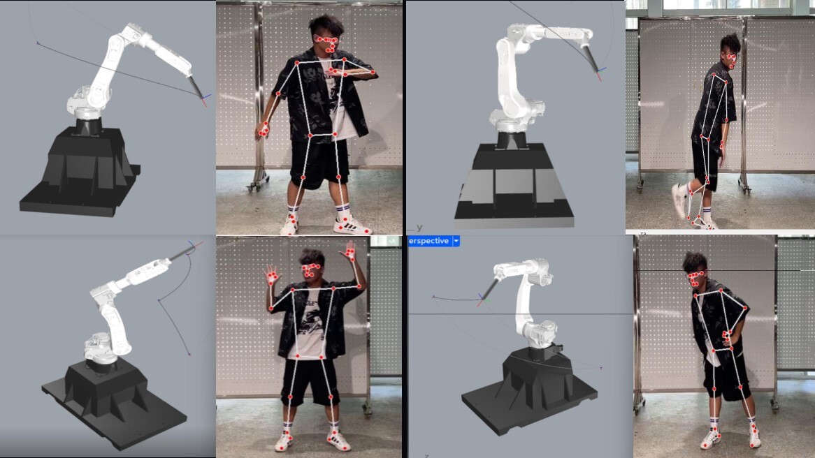 圖4 透過骨架辨識將肢體動作轉成機械手臂作動